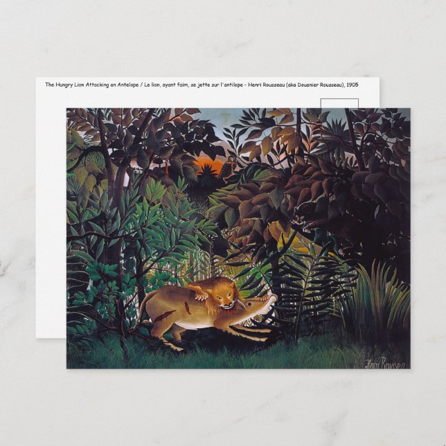 Henri Rousseau - The Hungry Lion Postcard (Front/Back)