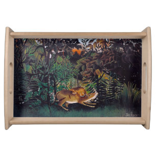 Henri Rousseau - The Hungry Lion Serving Tray