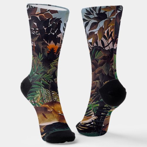 Henri Rousseau _ The Hungry Lion Socks