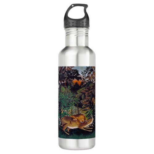Henri Rousseau _ The Hungry Lion Stainless Steel Water Bottle