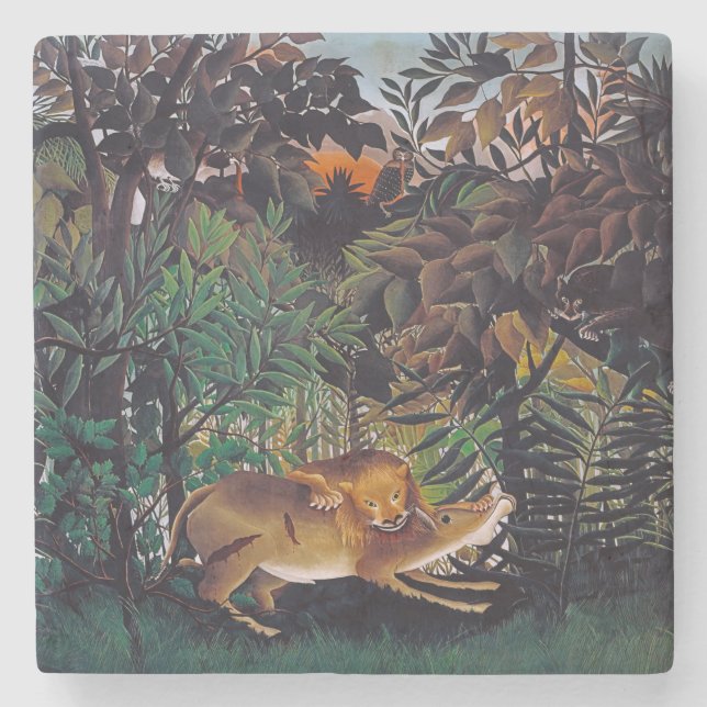 Henri Rousseau - The Hungry Lion Stone Coaster (Front)