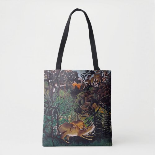 Henri Rousseau _ The Hungry Lion Tote Bag