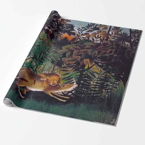 Henri Rousseau _ The Hungry Lion Wrapping Paper