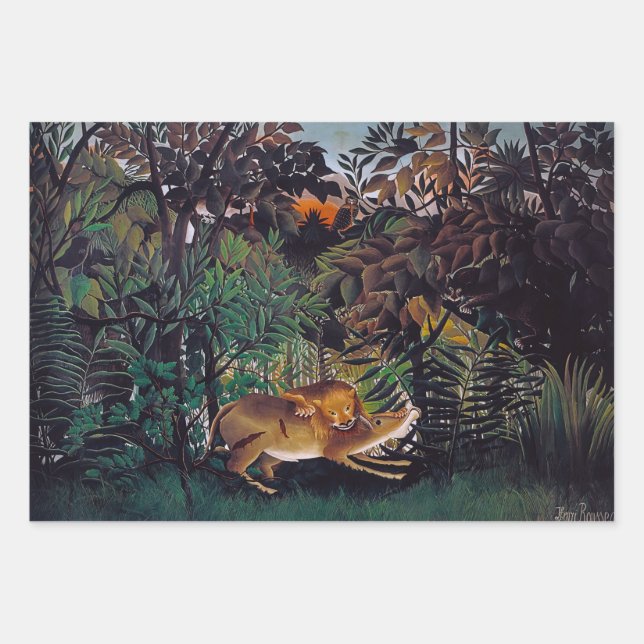 Henri Rousseau - The Hungry Lion Wrapping Paper Sheets (Front)