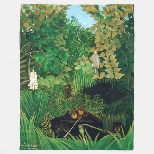 Henri Rousseau _ The Merry Jesters Fleece Blanket