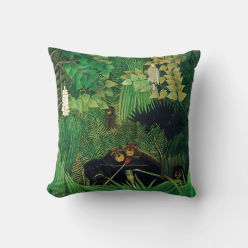 Henri Rousseau _ The Merry Jesters Throw Pillow