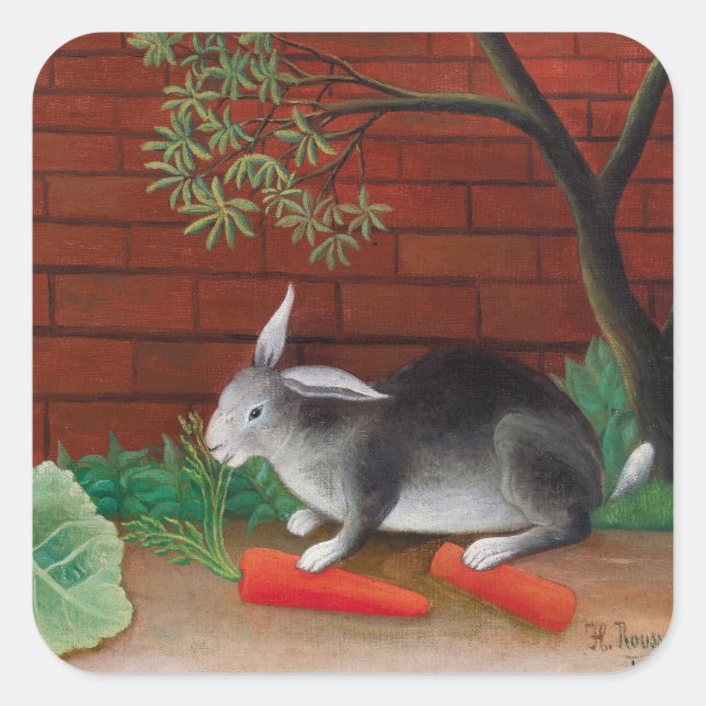 Henri Rousseau - The Rabbit's Meal Square Sticker (Front)