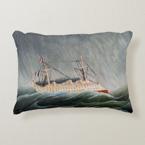 Henri Rousseau _ The Ship in the Tempest Accent Pillow