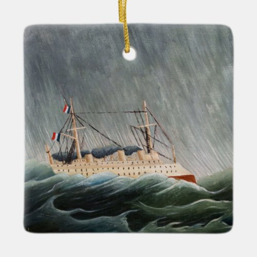 Henri Rousseau _ The Ship in the Tempest Ceramic Ornament