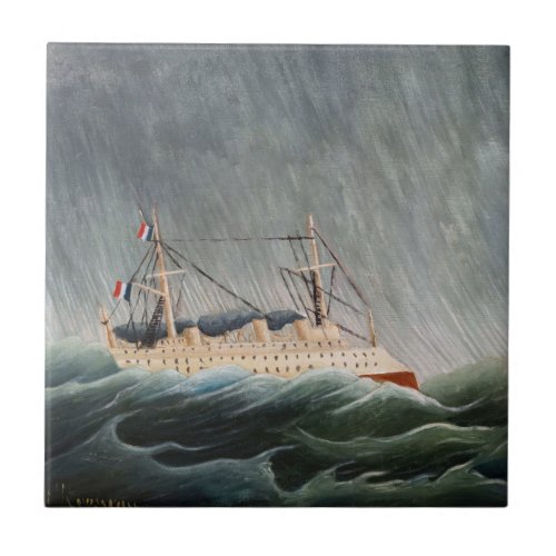 Henri Rousseau _ The Ship in the Tempest Ceramic Tile