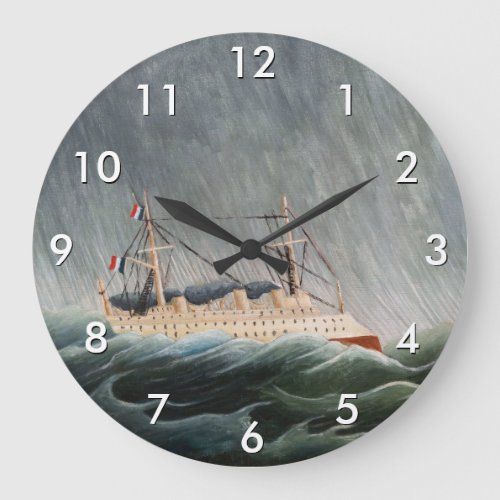 Henri Rousseau _ The Ship in the Tempest Large Clock