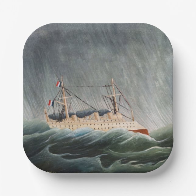 Henri Rousseau - The Ship in the Tempest Paper Plates (Front)