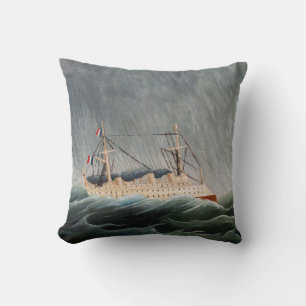 Henri Rousseau - The Ship in the Tempest Throw Pillow