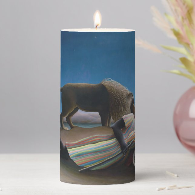 Henri Rousseau - The Sleeping Gypsy Pillar Candle (In Situ)