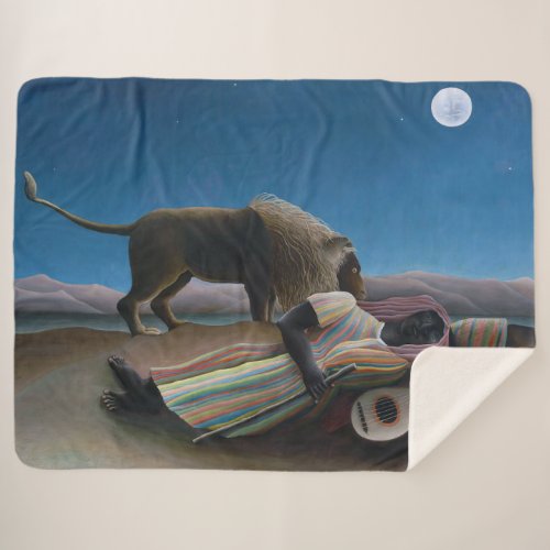 Henri Rousseau _ The Sleeping Gypsy Sherpa Blanket