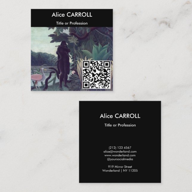Henri Rousseau - The Snake Charmer - QR Code Square Business Card (Front/Back)