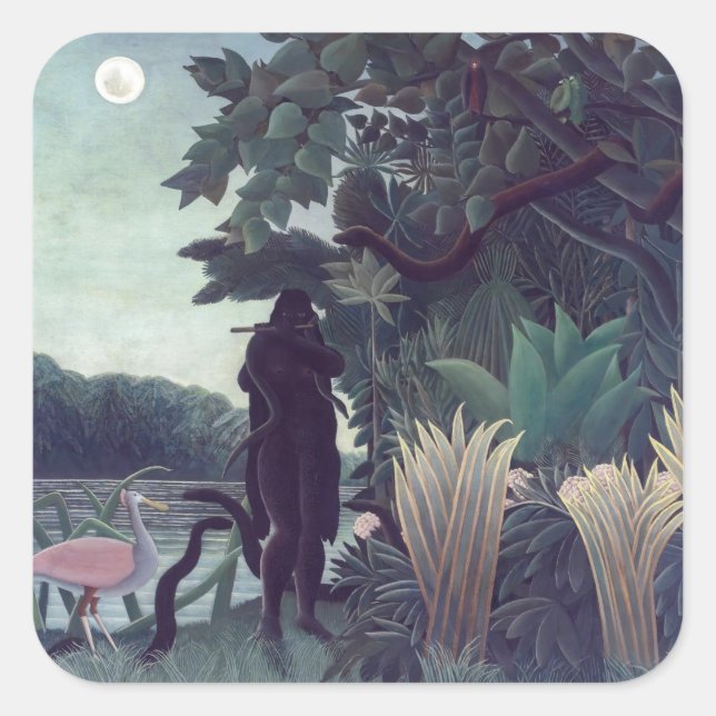Henri Rousseau - The Snake Charmer Square Sticker (Front)
