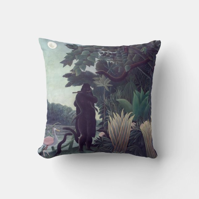 Henri Rousseau - The Snake Charmer Throw Pillow (Front)