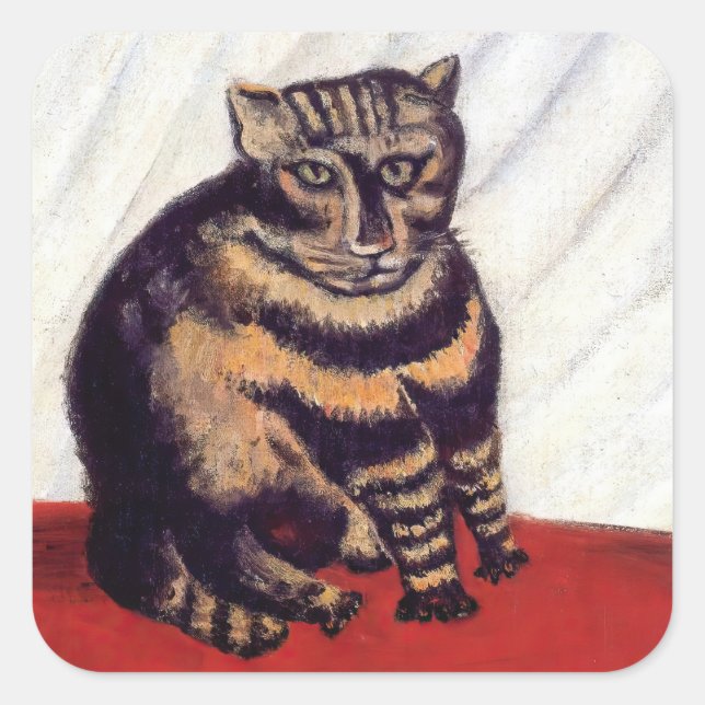 Henri Rousseau - The Tabby Square Sticker (Front)
