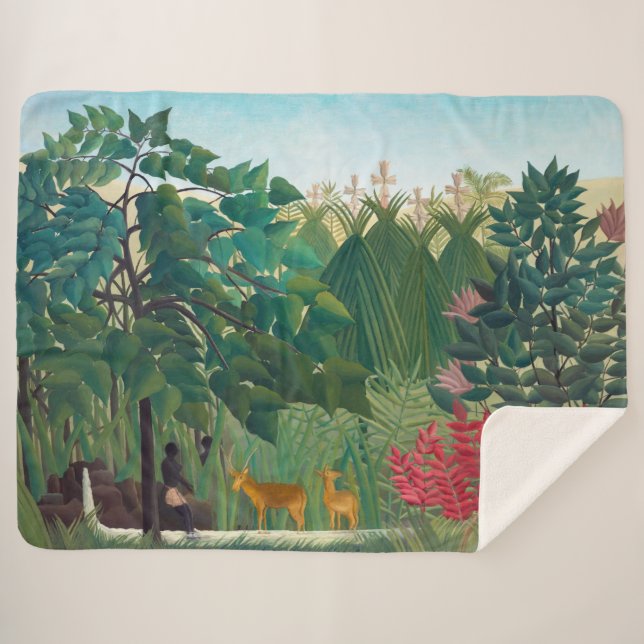 Henri Rousseau - The Waterfall Sherpa Blanket (Front (Horizontal))