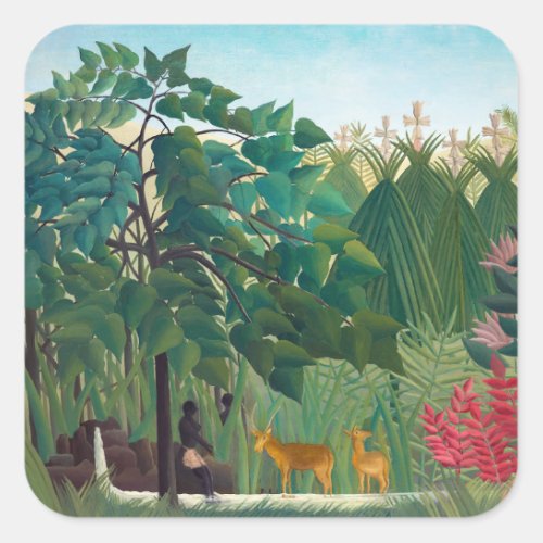 Henri Rousseau _ The Waterfall Square Sticker