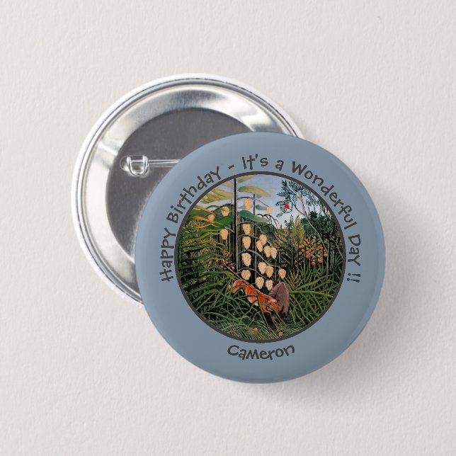 Henri Rousseau Tiger & Bull Party Items Collection Button (Front & Back)