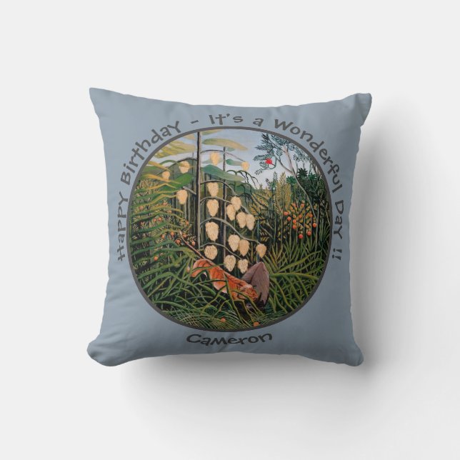 Henri Rousseau Tiger & Bull Party Items Collection Throw Pillow (Front)