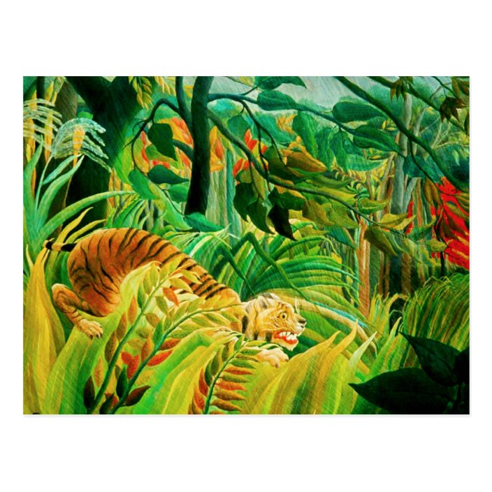 Henri Rousseau Tiger In A Tropical Storm Postcard Zazzle Com