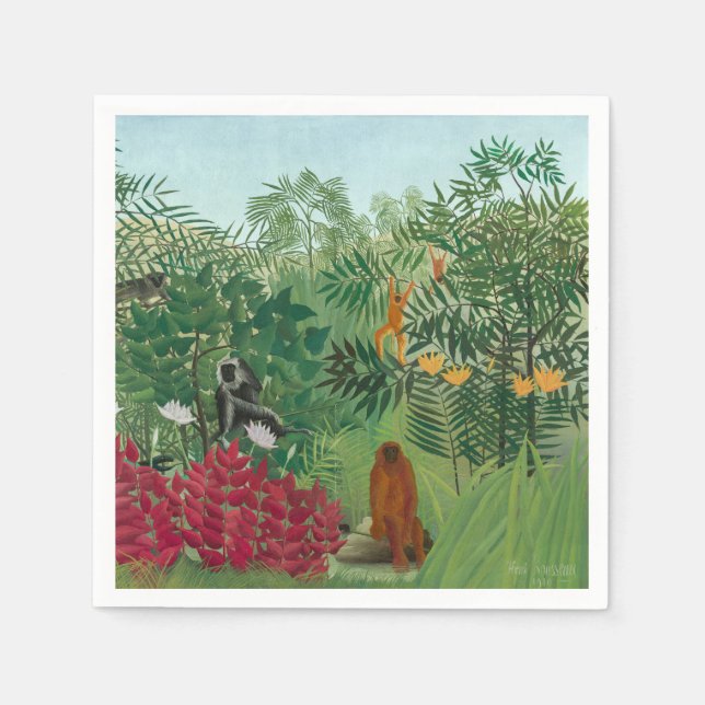 Henri Rousseau - Tropical Forest with Monkeys Napkins (Front)