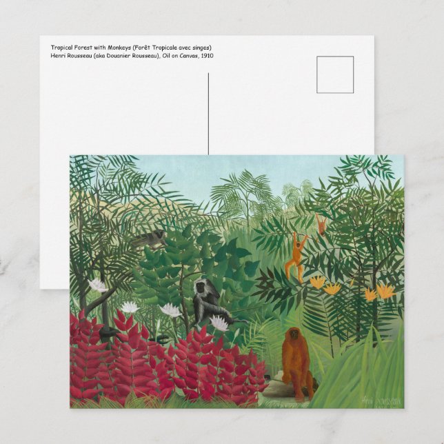 Henri Rousseau - Tropical Forest with Monkeys Postcard (Front/Back)