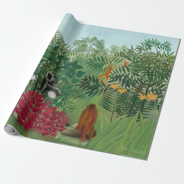 Henri Rousseau - Tropical Forest with Monkeys Wrapping Paper (Unrolled)