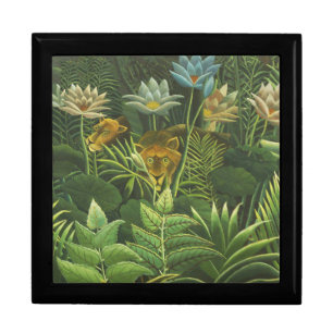 Henri Rousseau Tropical Jungle Lion Vintage Print Jewelry Box