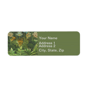 Henri Rousseau Tropical Jungle Lion Vintage Print Label