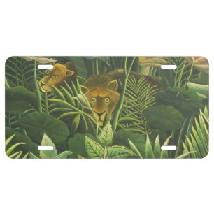 Henri Rousseau Tropical Jungle Lion Vintage Print License Plate