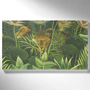 Henri Rousseau Tropical Jungle Lion Vintage Print Name Tag