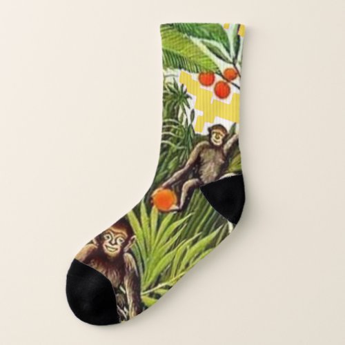 Henri Rousseau Two Monkeys in Jungle Art socks