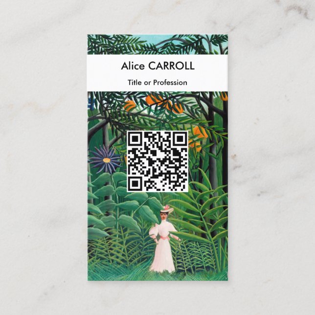 Henri Rousseau - Woman in Exotic Forest - QR Code Business Card (Front)