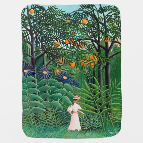 Henri Rousseau _ Woman Walking in an Exotic Forest Baby Blanket