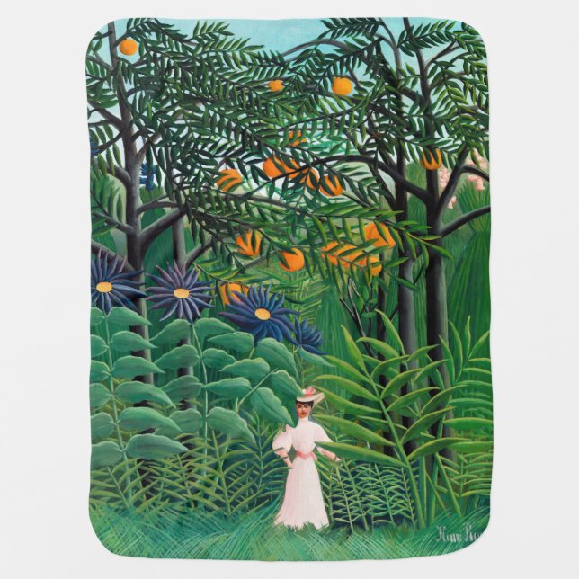 Henri Rousseau - Woman Walking in an Exotic Forest Baby Blanket (Front)