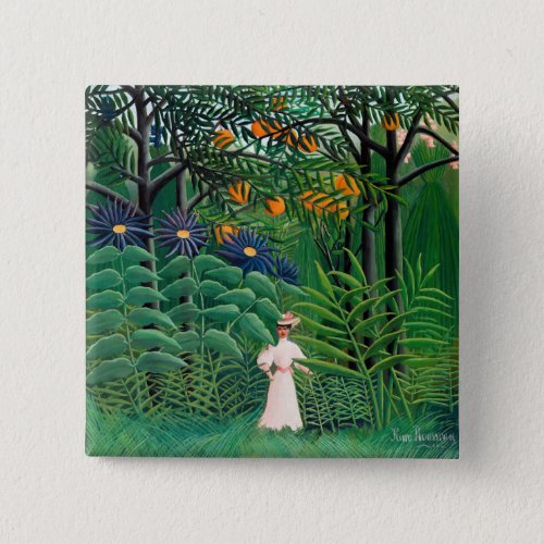 Henri Rousseau _ Woman Walking in an Exotic Forest Button