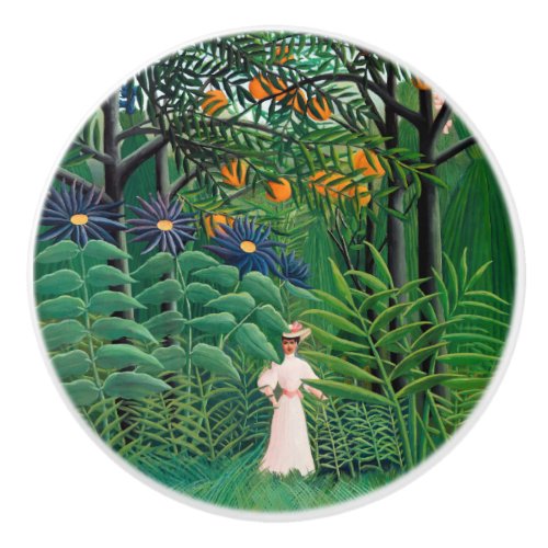 Henri Rousseau _ Woman Walking in an Exotic Forest Ceramic Knob