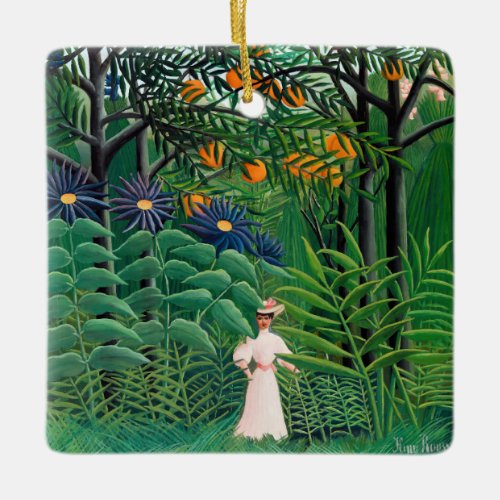 Henri Rousseau _ Woman Walking in an Exotic Forest Ceramic Ornament