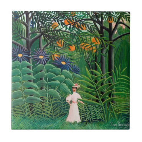 Henri Rousseau _ Woman Walking in an Exotic Forest Ceramic Tile