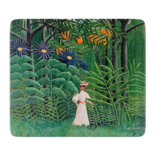 Henri Rousseau _ Woman Walking in an Exotic Forest Cutting Board