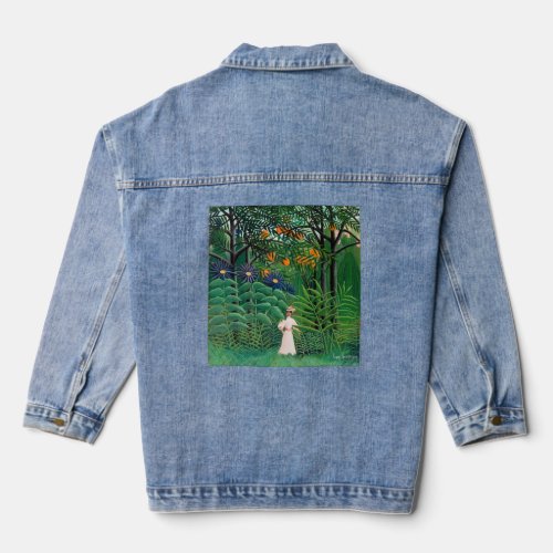 Henri Rousseau _ Woman Walking in an Exotic Forest Denim Jacket