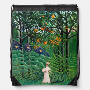 Henri Rousseau - Woman Walking in an Exotic Forest Drawstring Bag
