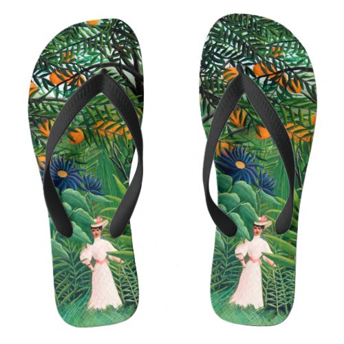 Henri Rousseau _ Woman Walking in an Exotic Forest Flip Flops