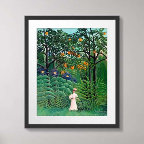Henri Rousseau _ Woman Walking in an Exotic Forest Framed Art