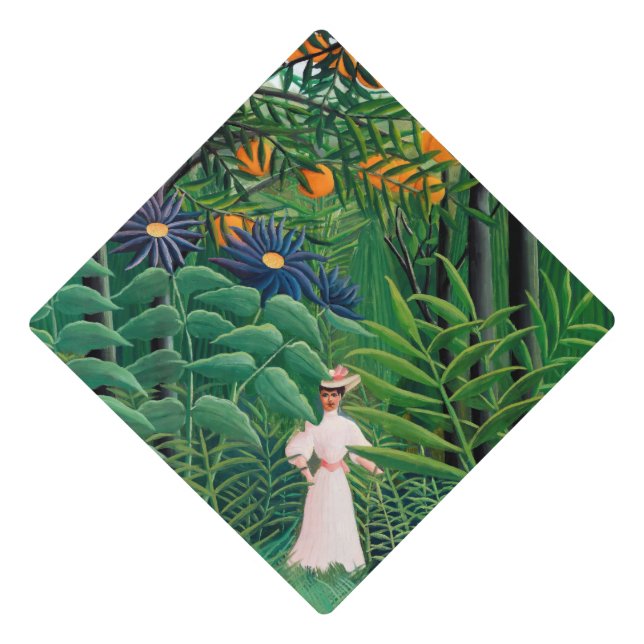 Henri Rousseau - Woman Walking in an Exotic Forest Graduation Cap Topper (Front)