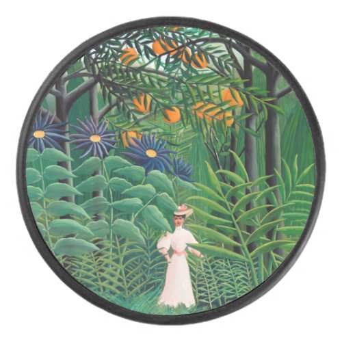 Henri Rousseau _ Woman Walking in an Exotic Forest Hockey Puck